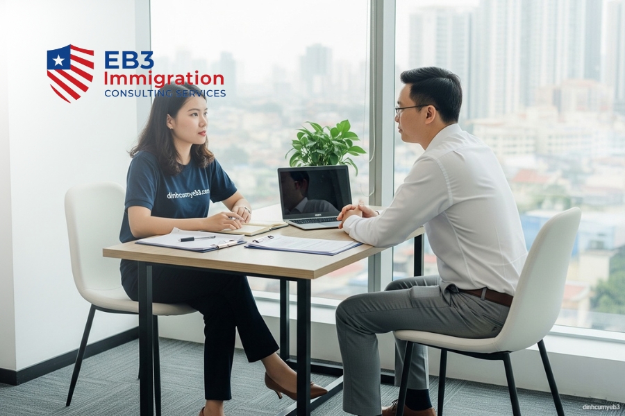 Đội ngũ của chúng tôi gồm ban lãnh đạo giàu kinh nghiệm, chuyên viên tư vấn EB-3 và đội hỗ trợ pháp lý, chăm sóc khách hàng toàn diện