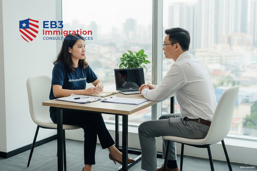 Quy Trình EB3 Mới Nhất: Hướng Dẫn Chi Tiết Từng Bước 9 Định Cư Mỹ EB3 là đơn vị tư vấn di trú hỗ trợ hơn 500 gia đình Việt sang Mỹ